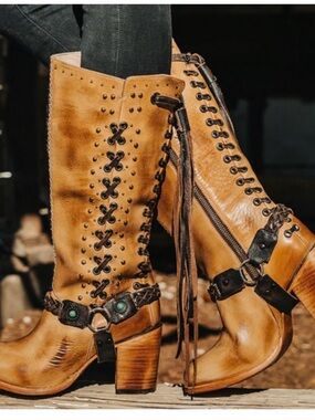 Freebird by Steven “BUCK” Women's Brown Leather Mid-Calf Heeled Boots